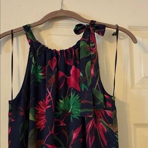 Just...Taylor Asymmetrical Dress - Navy Blue with Pink and Green Floral Print
